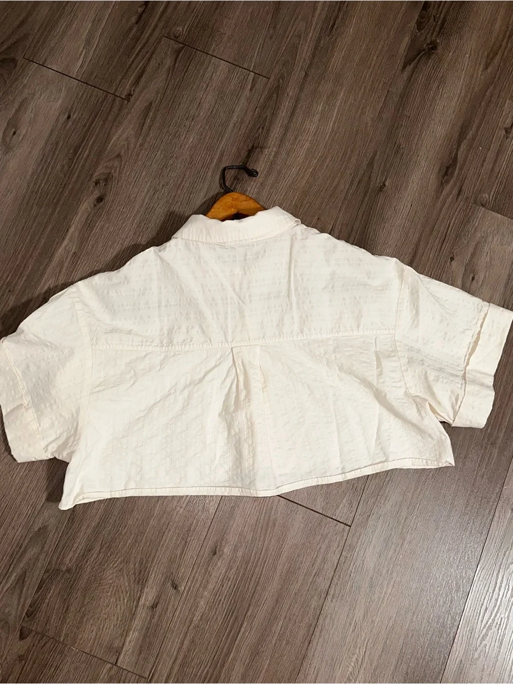 Zara Cream Cropped Boxy Button-Down Top - Picture 4 of 6